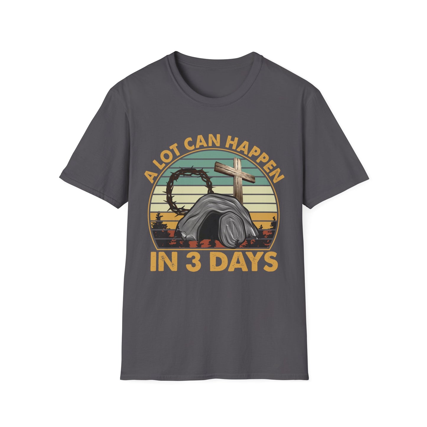 A Lot Can Happen in 3 Days Shirt, Easter Shirt, He is Risen Shirt, Vintage Easter Shirt, Shirt for Easter, Good Friday T-Shirt, Easter Gift, Unisex Softstyle T-Shirt