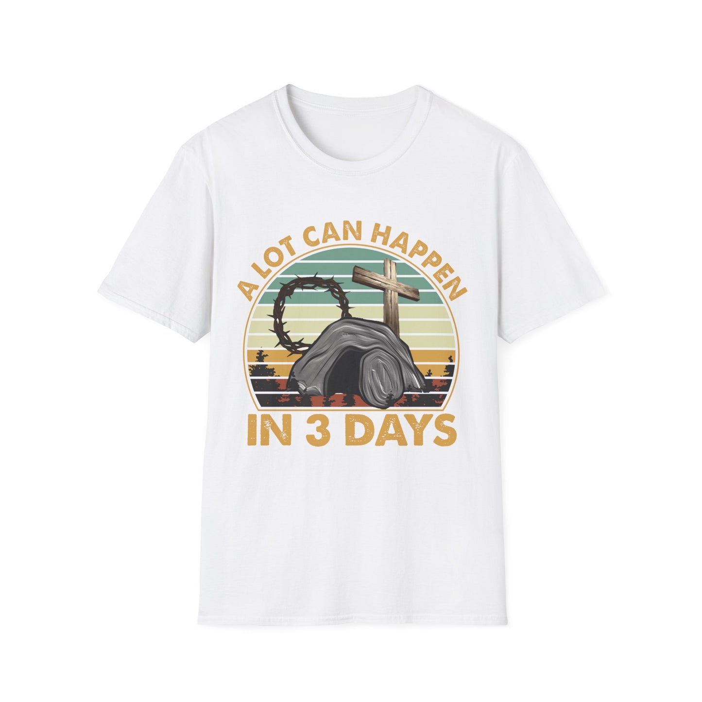 A Lot Can Happen in 3 Days Shirt, Easter Shirt, He is Risen Shirt, Vintage Easter Shirt, Shirt for Easter, Good Friday T-Shirt, Easter Gift, Unisex Softstyle T-Shirt