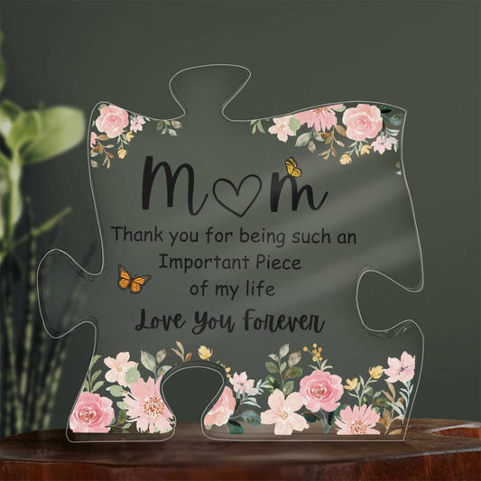 Mom Puzzle-Shaped Acrylic Plaque Gifts for Mom, Mother's Day Birthday Christmas